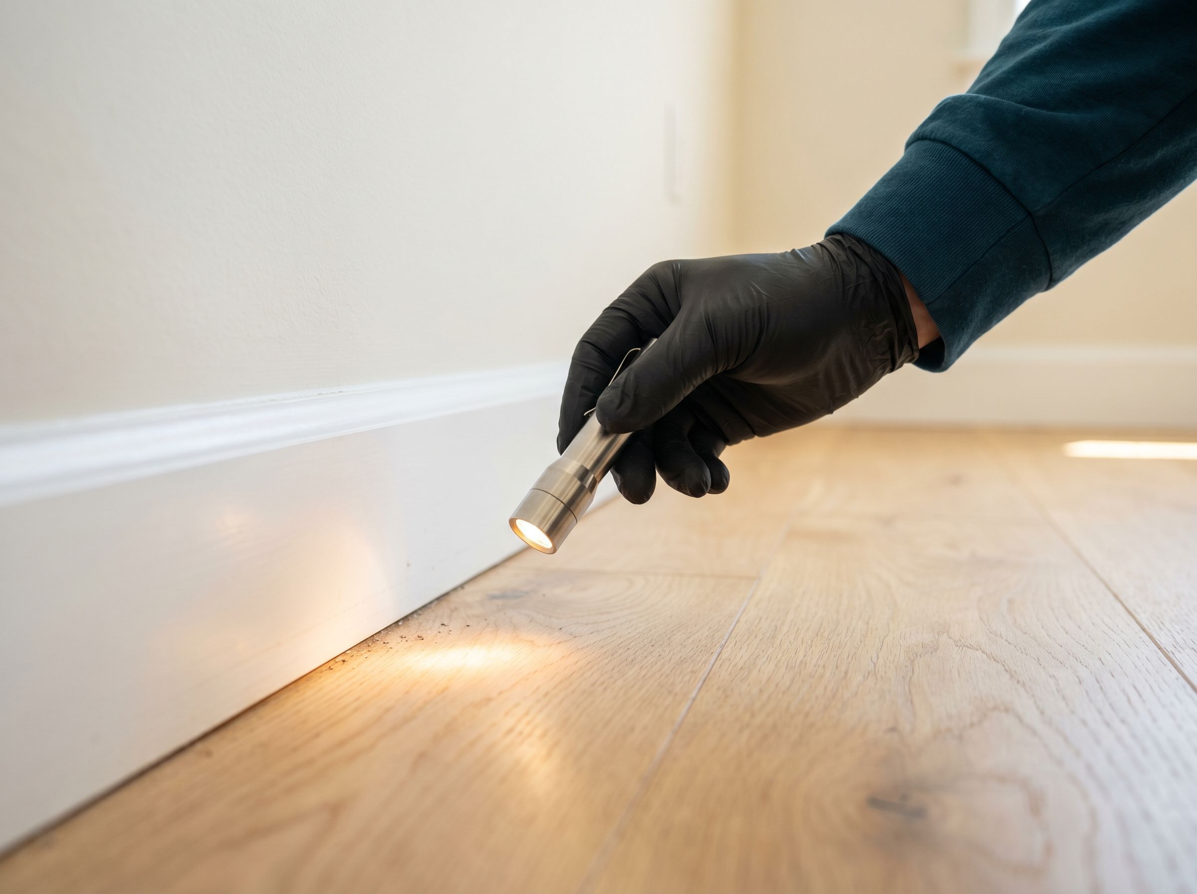 Pest control technician treating a residential exterior